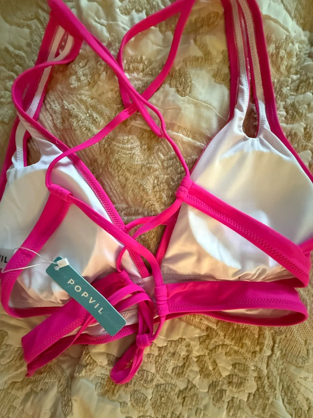 Brand New Popvil Hot Pink Two-Piece Cut Out Bikini - Picture 11 of 12